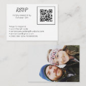 結婚式の出欠確認オンラインQRコード写真 エンクロージャーカード (正面/裏面)