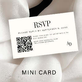 結婚式の出欠確認カードにQRコードを挿入（アイボリー/ブラックの封筒付き） エンクロージャーカード
