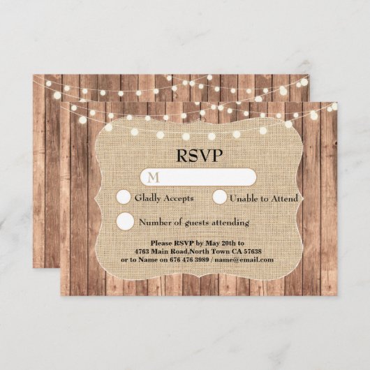 結婚式の出欠確認カード　麻と木のライトカード招待状 出欠カード (正面/裏面)