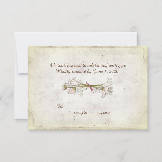 結婚式の出欠確認 - ひまわりとパールのブーケ 招待状 (正面)