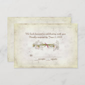 結婚式の出欠確認 - ひまわりとパールのブーケ 招待状 (正面/裏面)