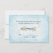 結婚式の出欠確認 - ひまわりとパールのブーケ 招待状 (正面)