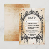 結婚式の出欠確認 ゴシックフレーム ラスティック ハロウィン カード (正面/裏面)