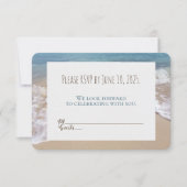 結婚式の出欠確認 - 砂浜のハート 招待状 (正面)