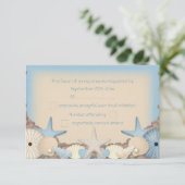 結婚式の出欠確認 美しいトロピカルビーチの貝殻 出欠カード (スタンド正面)