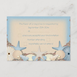 結婚式の出欠確認 美しいトロピカルビーチの貝殻 出欠カード