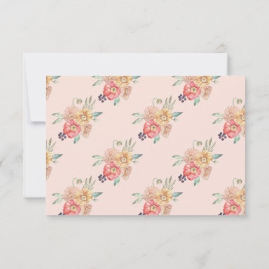 結婚式の出欠確認 花のカラフルな水彩画 招待状 (裏面)