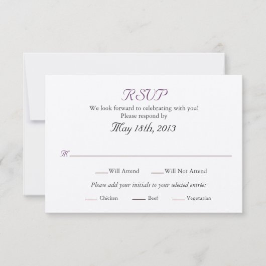 結婚式の出欠返信カード（料理選択付き） 出欠カード (正面)