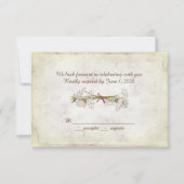 結婚式の出欠連絡 - イヤリングのダリアの花束 招待状 (正面)