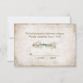 結婚式の出欠連絡-ダリアの花束にパール 招待状 (正面)