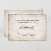 結婚式の出欠連絡-ダリアの花束にパール 招待状 (正面/裏面)