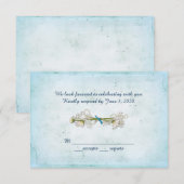 結婚式の出欠連絡-デイジーの花束にパール 招待状 (正面/裏面)