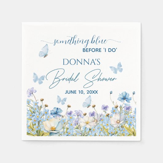 結婚式の前にブルーの何か ウェディングシャワーの花 スタンダードカクテルナプキン (正面)