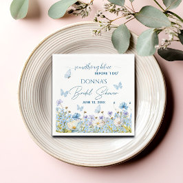 結婚式の前にブルーの花を添えた花のブライズシャワー スタンダードカクテルナプキン