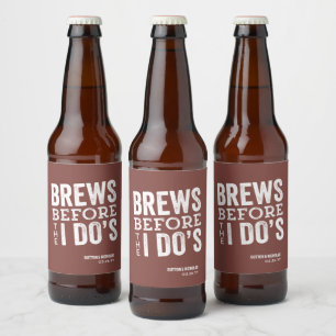結婚式の前に乾杯「Brews Before I Do's」レンガ色の名入れ結婚式 ビールラベル