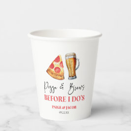 結婚式の前に行う食事会 ピザとビール 紙コップ