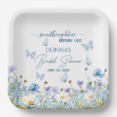 結婚式の前に青いもの ブルーの花の花嫁のシャワー ペーパープレート (正面)