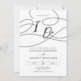 「結婚式の前に」リハーサルディナー招待状 ファンシーなスクリプト 招待状