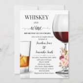 結婚式の前に、ワインとウィスキー ピンク 招待状 (正面)