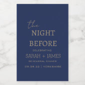 結婚式の前夜のミニマル海軍 ワインラベル (シングルラベル)