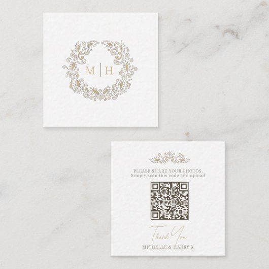 結婚式の収穫モノグラムQRコードフォト共有 エンクロージャーカード (正面/裏面)