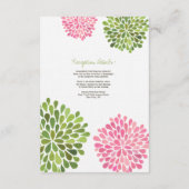 結婚式の受付カード ピンク＆グリーンの花 エンクロージャーカード (裏面)