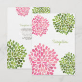 結婚式の受付カード ピンク＆グリーンの花 エンクロージャーカード (正面/裏面)