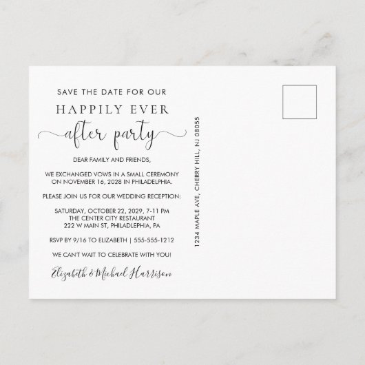 結婚式の受付写真の保存日 案内ポストカード (裏面)