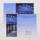 結婚式の受諾カード、ヴァン・ゴッホの星月夜 インビテーションポストカード (正面/裏面)