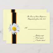 結婚式の受諾カード、白いデイジーの花 招待状 (正面/裏面)