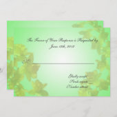 結婚式の受諾カード、黄色のチューリップの花 招待状 (正面/裏面)