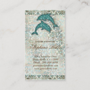 結婚式の名刺のビーチのイルカのヴィンテージ 名刺