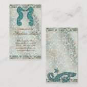 結婚式の名刺のビーチのタツノオトシゴのヴィンテージ 名刺 (正面/裏面)