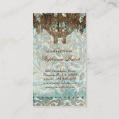 結婚式の名刺のヴィンテージのシャンデリアのダマスク織GB 名刺 (裏面)