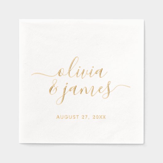 結婚式の名前のカリグラフィー スクリプト ウェディング 箔ナプキン (正面)