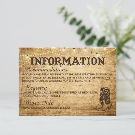 結婚式の国の結婚式の情報カ素朴ード エンクロージャーカード (スタンド正面)