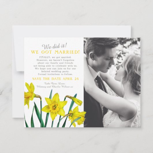 結婚式の報告と二次会のご案内 保存日付 (正面)