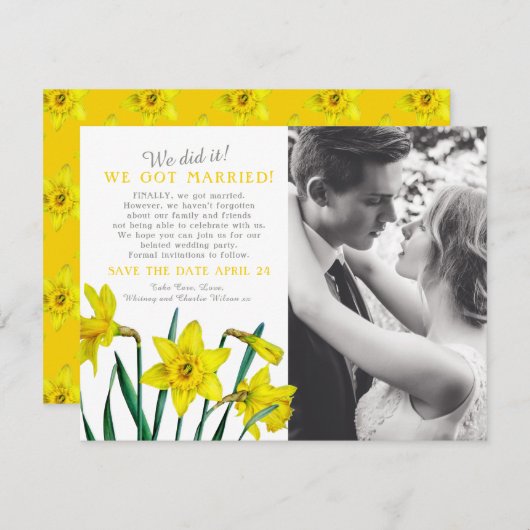 結婚式の報告と二次会のご案内 保存日付 (正面/裏面)