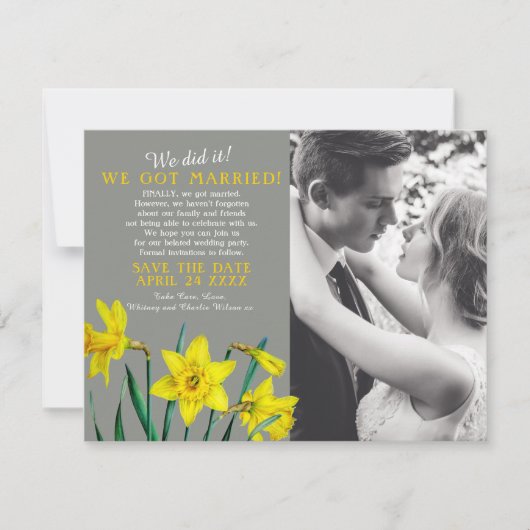 結婚式の報告と二次会のご案内 保存日付 (正面)