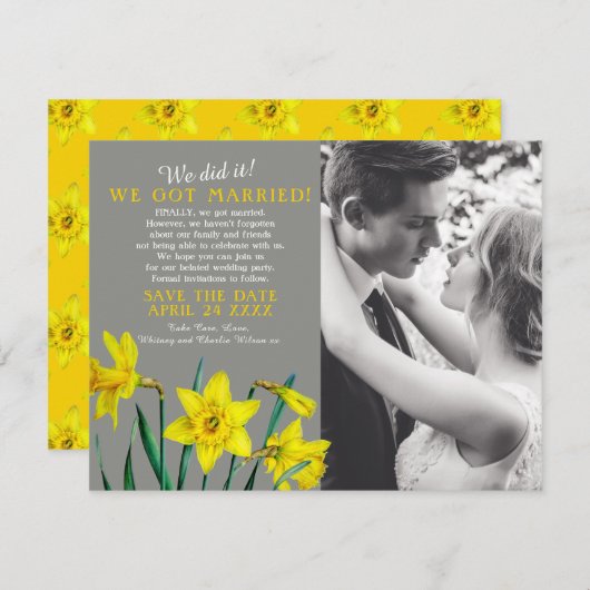 結婚式の報告と二次会のご案内 保存日付 (正面/裏面)