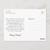 結婚式の変更 お詫びと延期のご案内 エレガントでおしゃれなカード ポストカード (裏面)