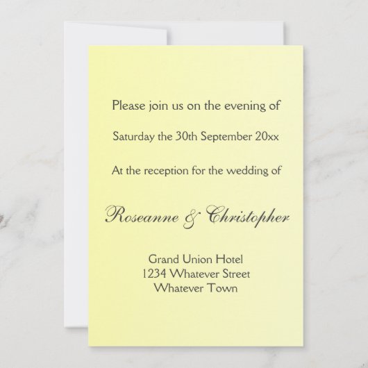 結婚式の夕方パーティー 黄色のひまわり 招待状 (裏面)