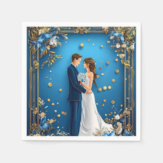 結婚式の夫婦の抱擁 レセプション テーブル装飾 スタンダードカクテルナプキン (正面)