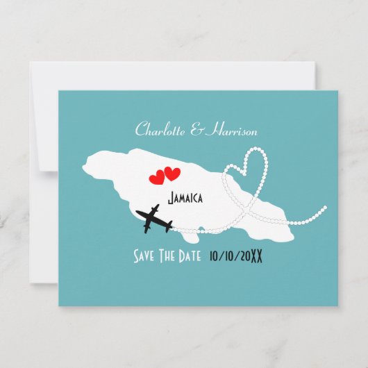 結婚式の宛先ジャマイカ日付を保存 セーブザデート (正面)