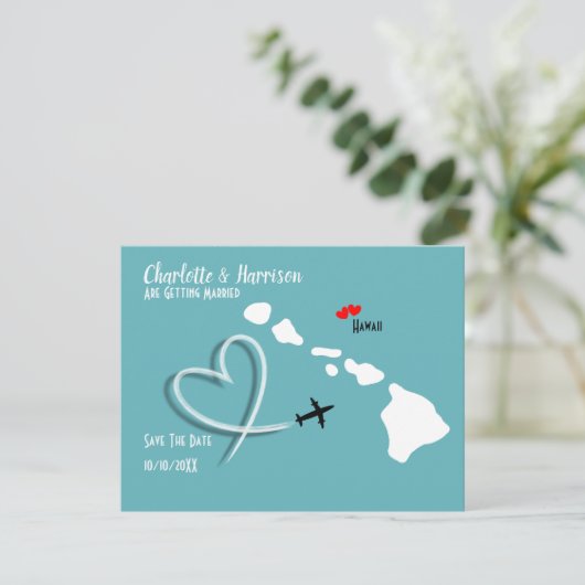 結婚式の宛先ハワイ日付を保存 セーブザデート (スタンド正面)