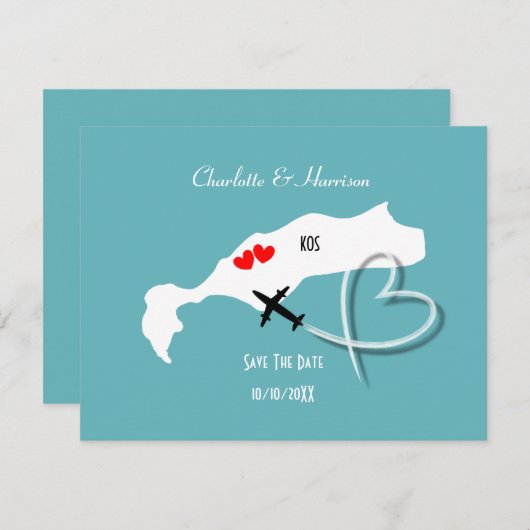 結婚式の宛先Kos日付を保存 セーブザデート (正面/裏面)