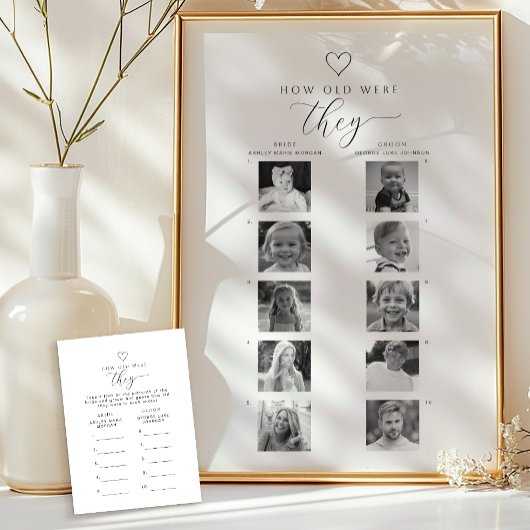 結婚式の年齢当てゲームカード お二人の幼少期の写真当てクイズ エンクロージャーカード