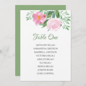 結婚式の座席の図表、緑の草木の花のテーブルの計画 招待状 (正面/裏面)