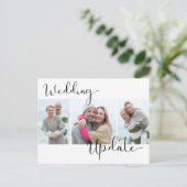 結婚式の延期のお知らせ 3枚の写真入り ポストカード (スタンド正面)