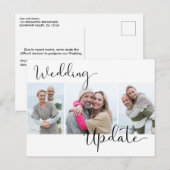 結婚式の延期のお知らせ 3枚の写真入り ポストカード (正面/裏面)